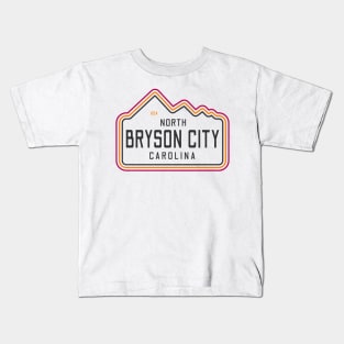 Visiting NC Mountain Cities Bryson, NC Neon Range Kids T-Shirt